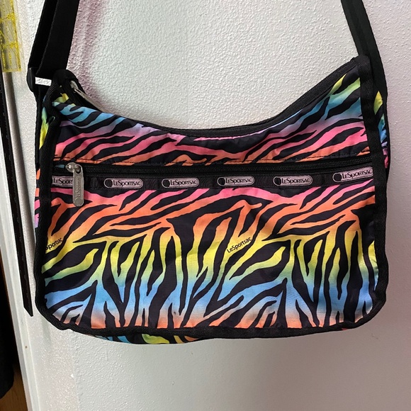 Le Sportsac Classic Hobo Zebra Rainbow Bag - Picture 1 of 7